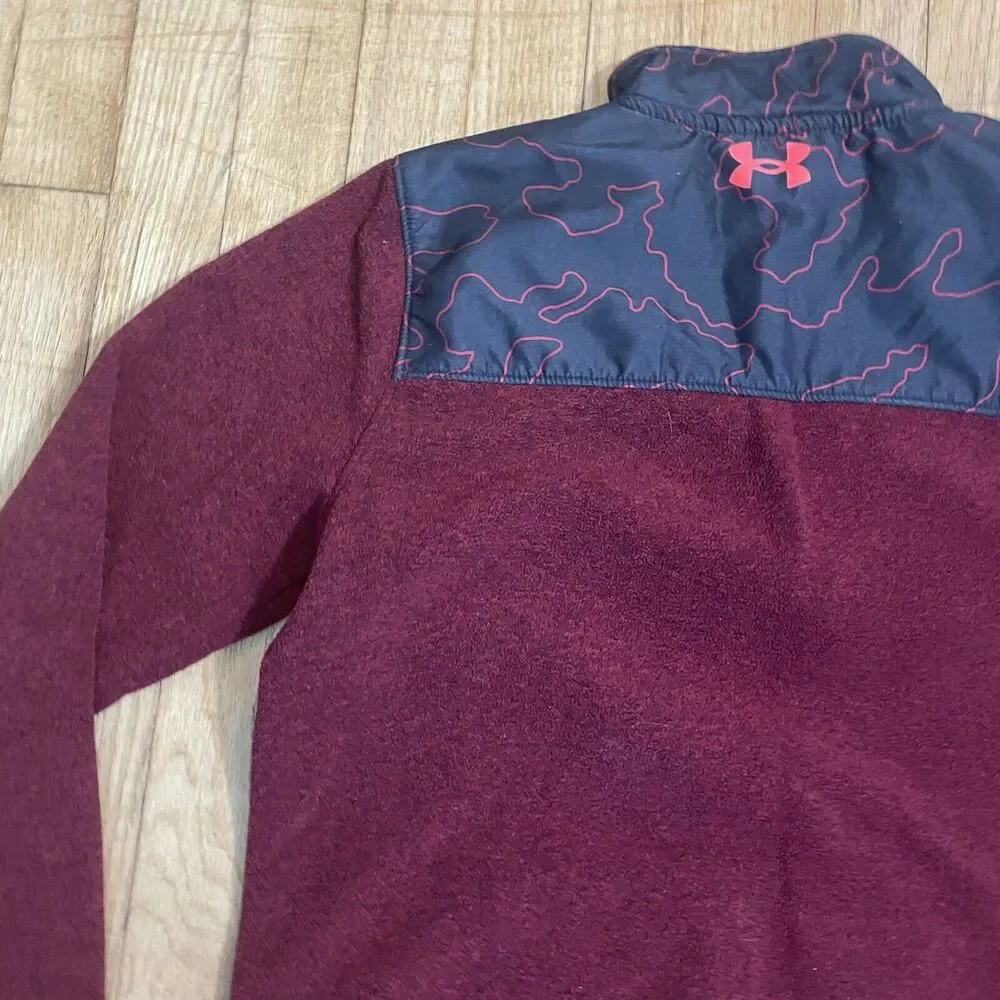 UA‎ UNDER ARMOUR Boys' LS Camo Twist Zip Fleece Top Youth XL Red
